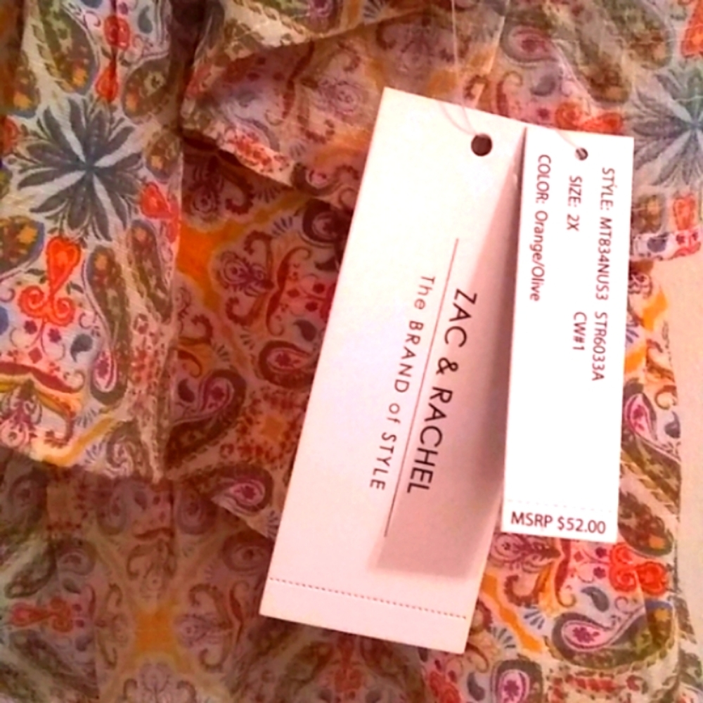 NEW! ZAC & RASHEL TUNIC TOP, 2X - Picture 3 of 6